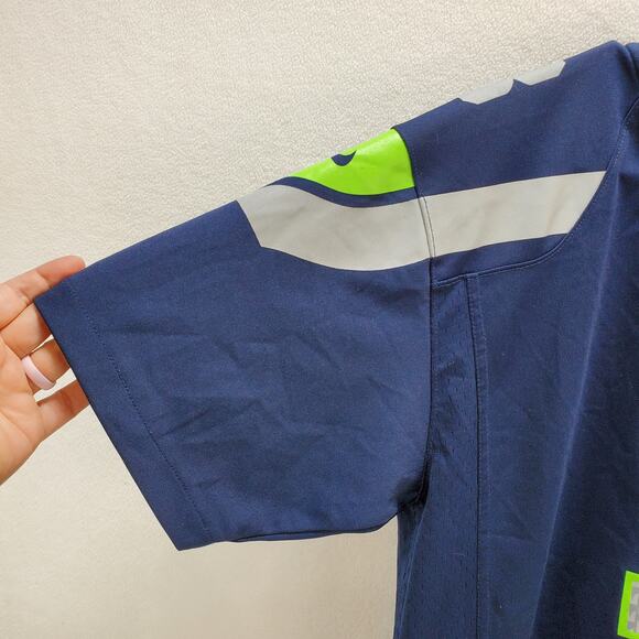 Seattle Seahawks Shirt Womens XL 18/20 Football Jersey On Field Wilson #3 Blue - Picture 6 of 12
